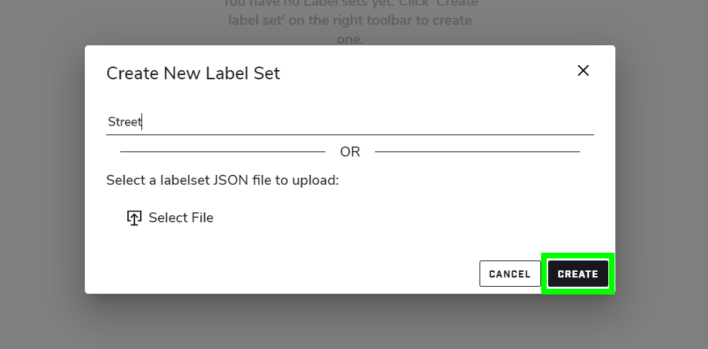 Create Label Set Dialog Filled